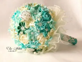 satin wedding bouquet - fabric bouquet