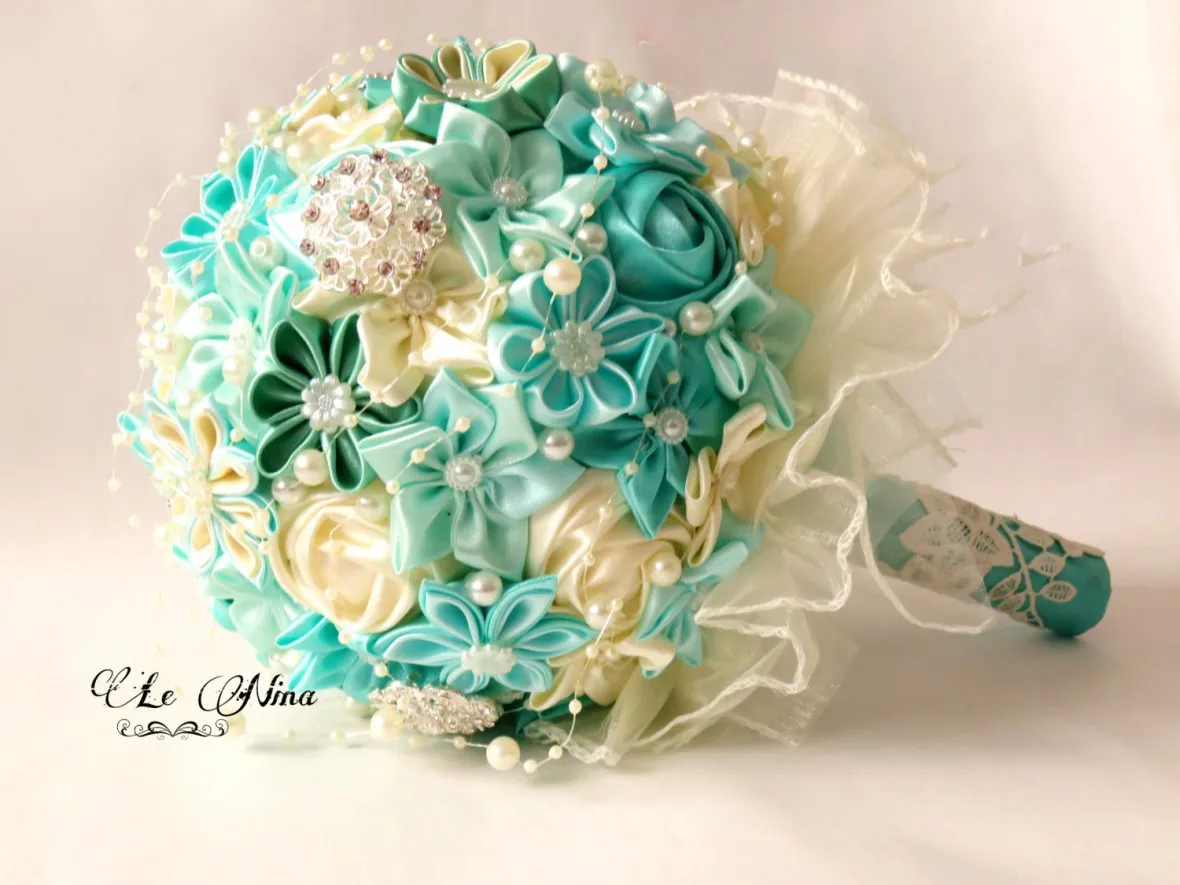 satin wedding bouquet - fabric bouquet