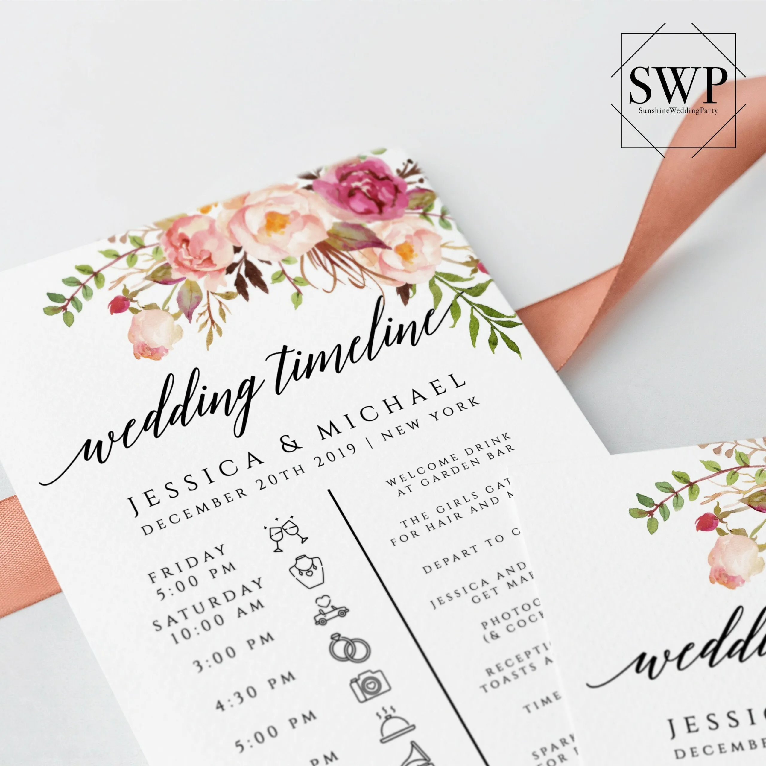 wedding timeline printable etsy