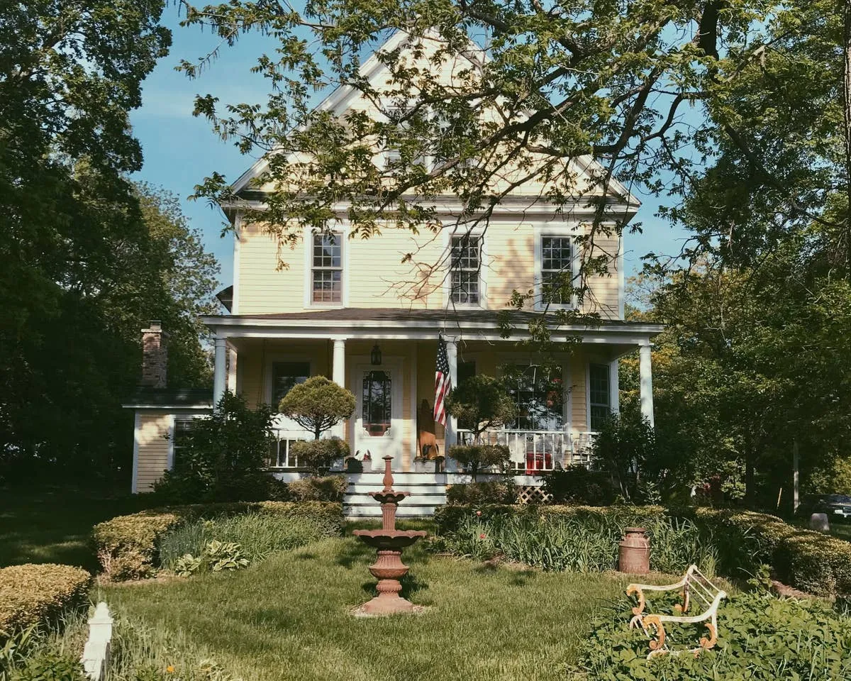 At $1050 per night on Airbnb, this huge farmhouse with attached property, including a pool, is a steal. 