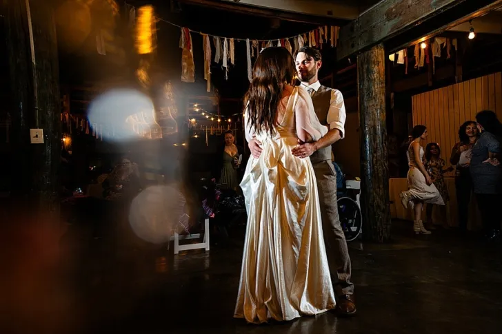 bride and groom during first dance