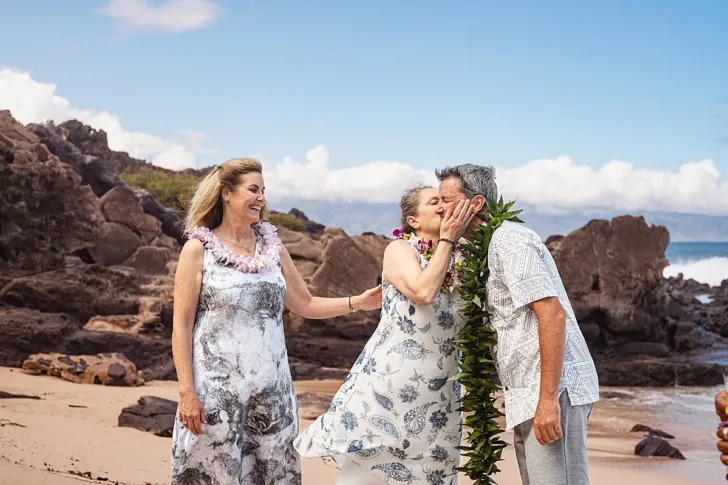 groom and mother during wedding ceremony