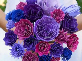 Paper Wedding Bouquet made with Cricut