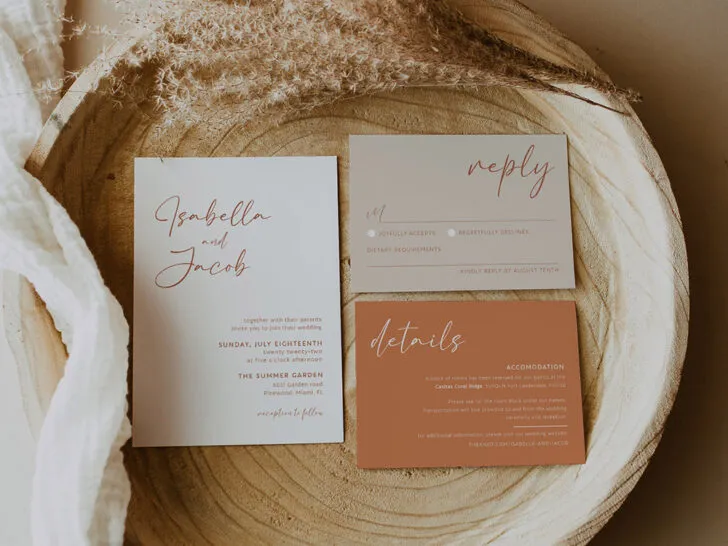 Cheap Wedding Invitation Template from Visualizing Designs on Etsy - Terracotta boho wedding invitation