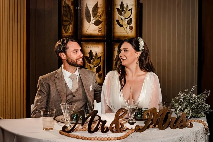 bride and groom at the sweetheart table