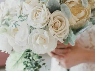 Pine and Petal Weddings - sola wood flower bouquet