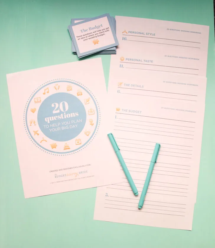 20 questions of wedding planning game