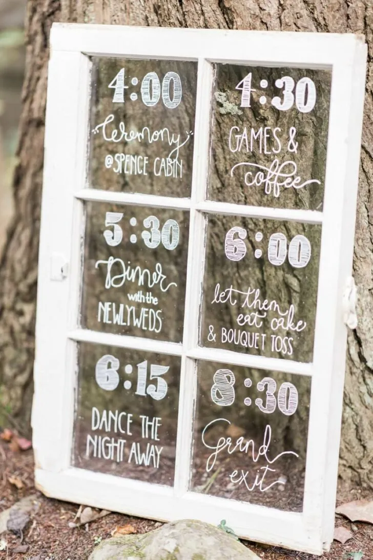 Wedding Day Timeline Signage