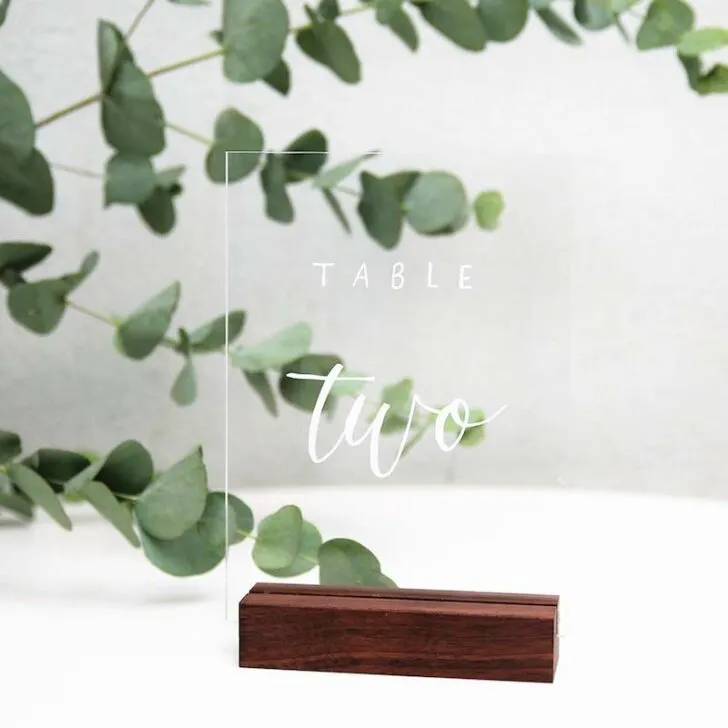 amazon wedding decor - acrylic and wood table numbers
