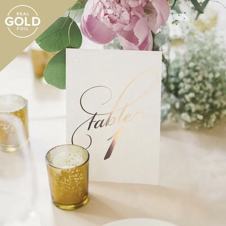 amazon wedding decor - rose gold foil table numbers