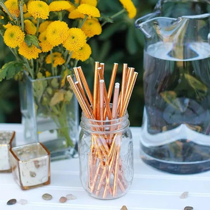 amazon wedding decor - metallic straws
