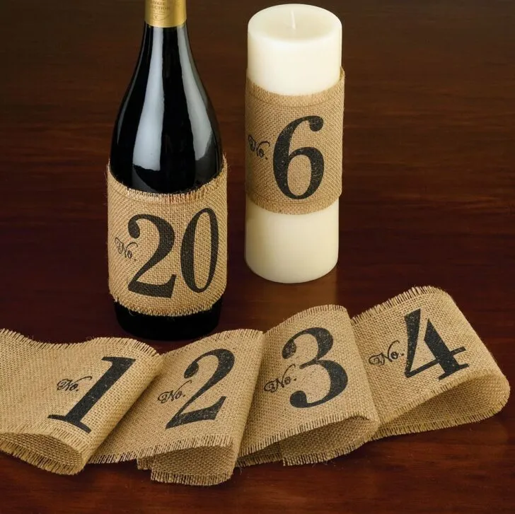 amazon wedding decor - wine bottle burlap table numbers
