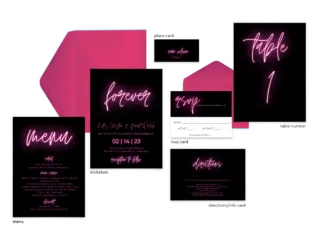 neon wedding invitation - full suite