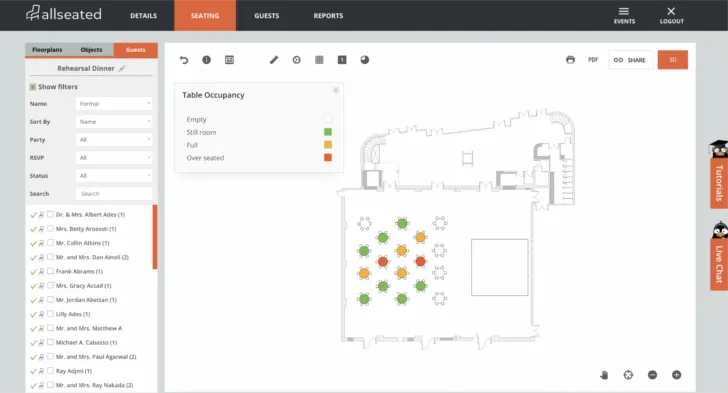 AllSeated - seating chart, guest list, and wedding layout tool