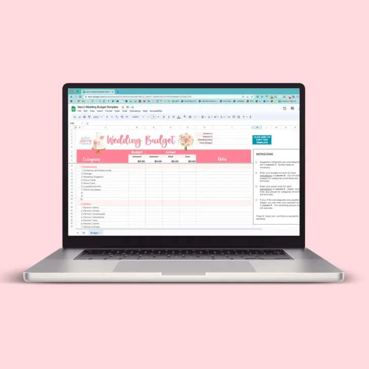 wedding budget spreadsheet
