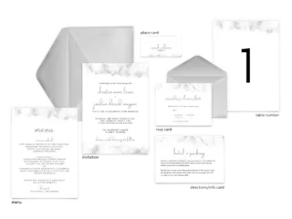 Marbella - Marble Wedding Invitation Suite Light Gray Marble