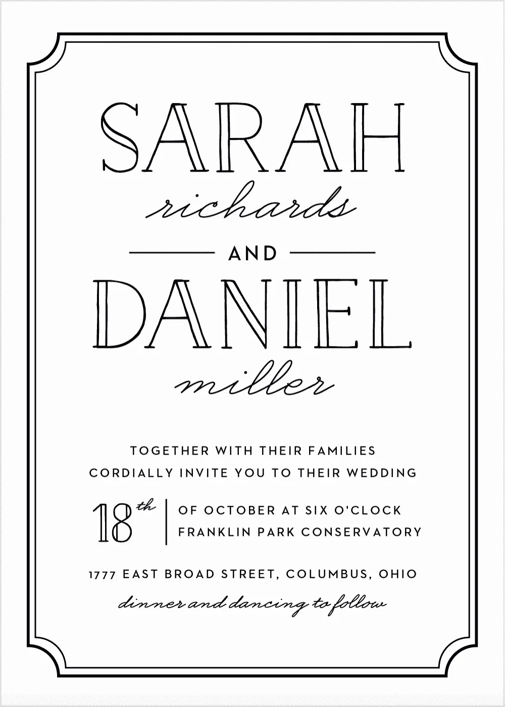 Type Frame Wedding Invitations