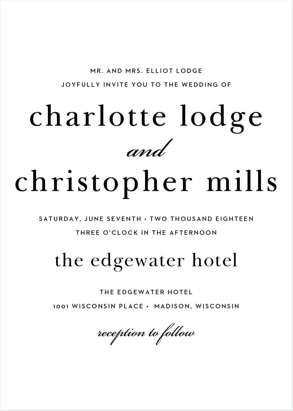 Sophisticated Typography Portrait Wedding Invitation