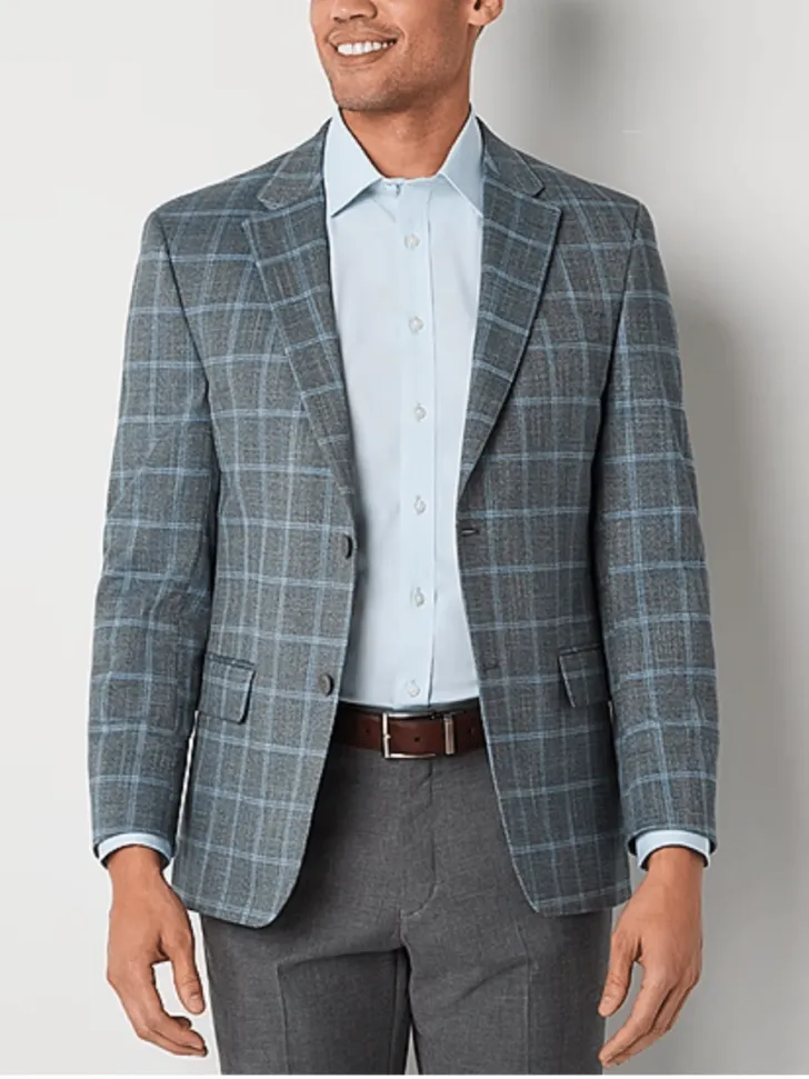 Mens Windowpane Modern Fit Sport Coat 