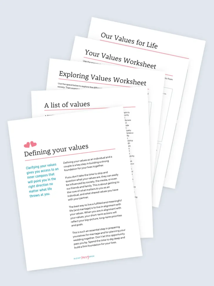 values worksheets