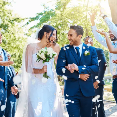 Defining your wedding vision - joyful couple just married