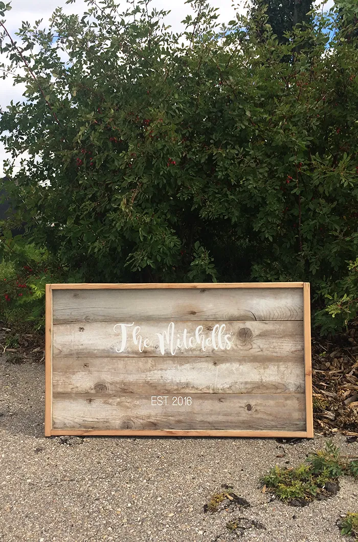 Hand Lettered Rustic Wedding Sign using Cricut Explore