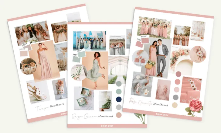 How to choose wedding colors using Mood Boards from Birdy Grey