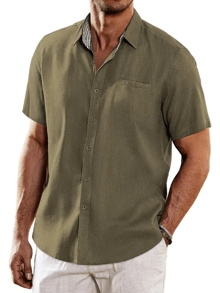 Men's Casual Linen Short Sleeve Shirt