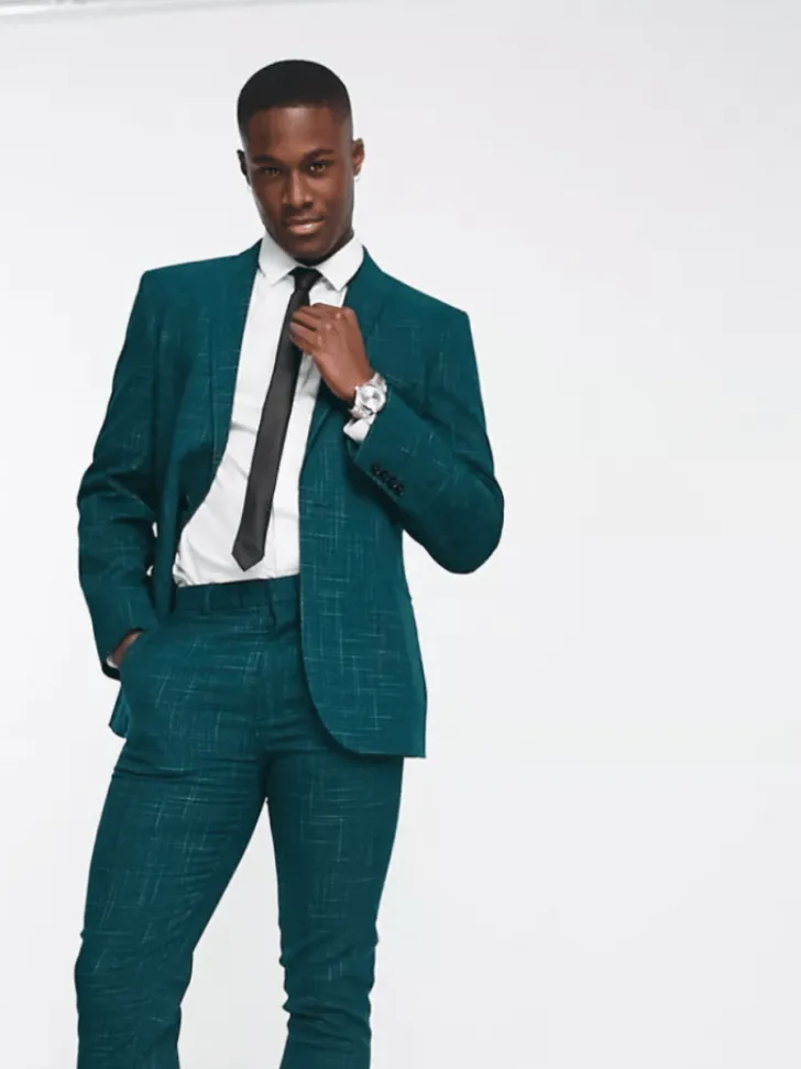Skinny Suit Jacket in Crosshatch 
