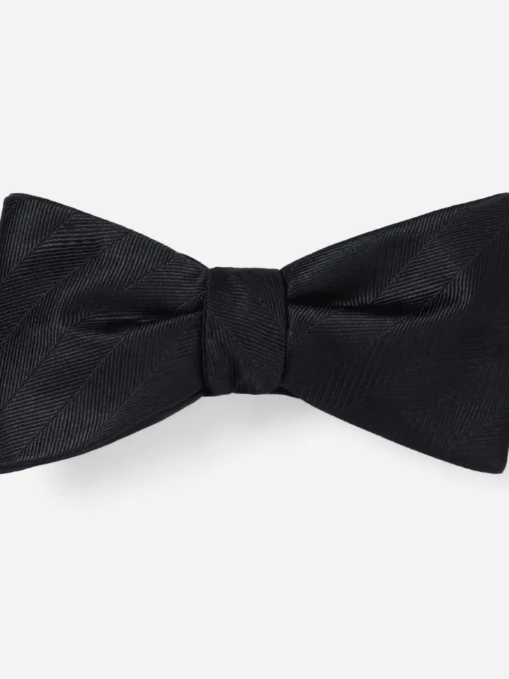 Herringbone Vow Black Bow Tie 
