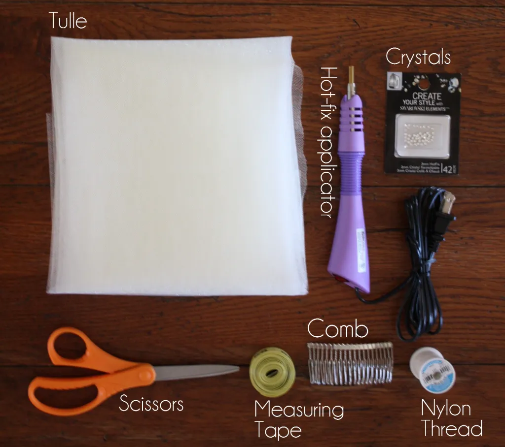 DIY Rhinestone Veil Materials